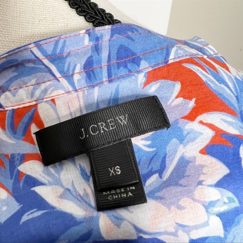 J.CREW Ratti Rio Ruffle Bust Floral Blouse Red Blue Size XS - Picture 5 of 8